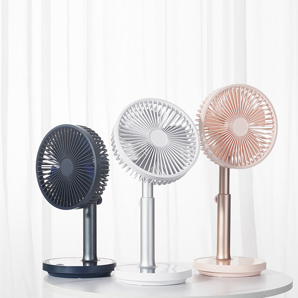 Ventilatore da tavolo silenzioso a 5 pale, retrattile, con ricarica USB, 4 velocità