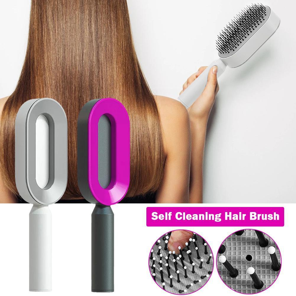 Pettine per la crescita dei capelli 3D alla moda da donna, spazzola per capelli autopulente, spazzola per capelli autopulente per donne, massaggio del cuoio capelluto, promozione della circolazione sanguigna, anti-caduta dei capelli