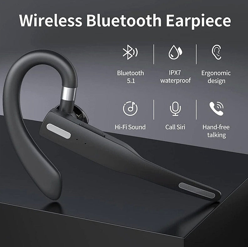 Auricolare wireless per camionisti, Bluetooth 5.1, doppio microfono, cancellazione del rumore