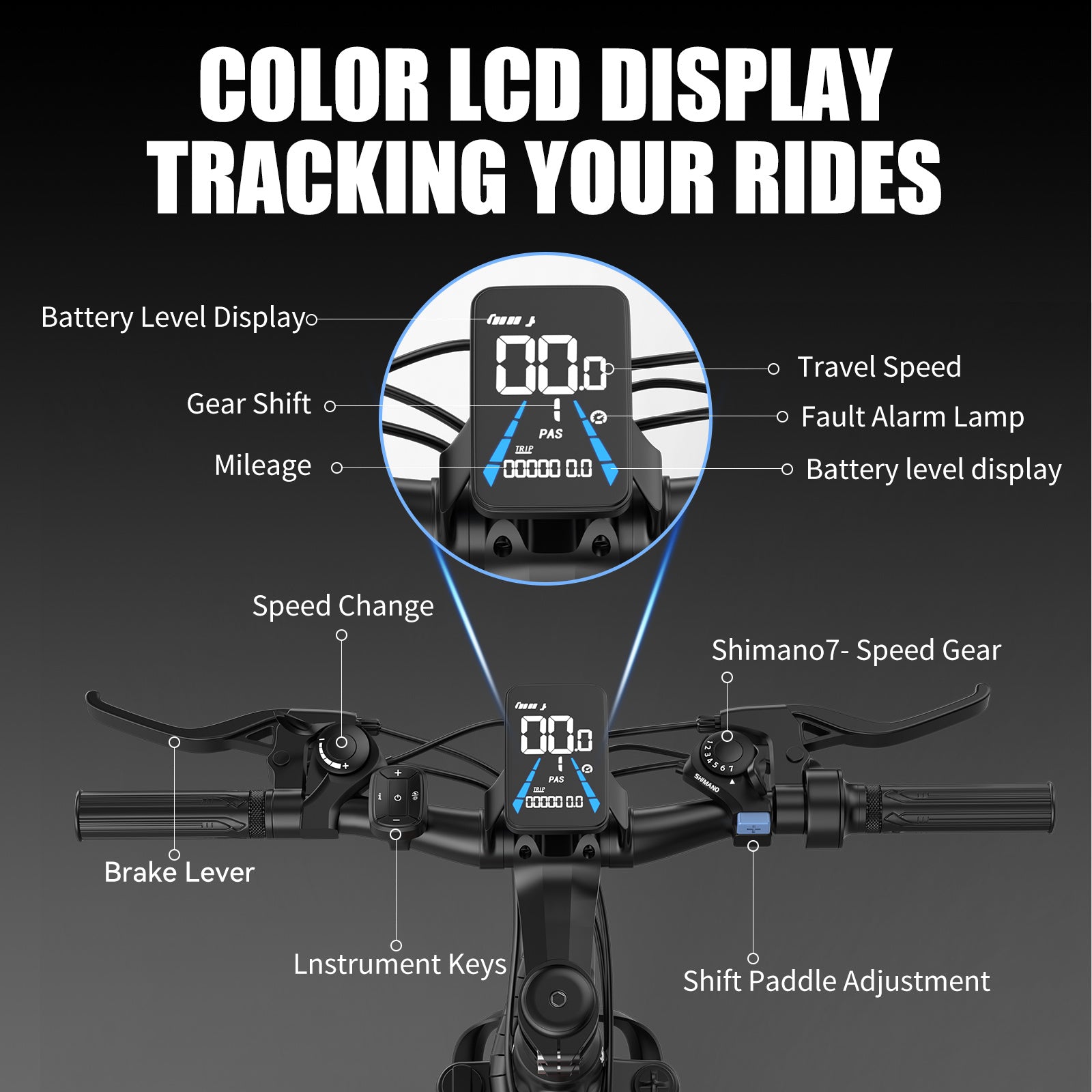 Bici elettrica per adulti, motore da 500 W, mountain bike elettrica con autonomia di 22 mph e 45 miglia, batteria rimovibile da 360 Wh, pneumatici da 26 pollici, bici elettriche per adulti per spostamenti all'aperto, cambio professionale a 7 velocità.