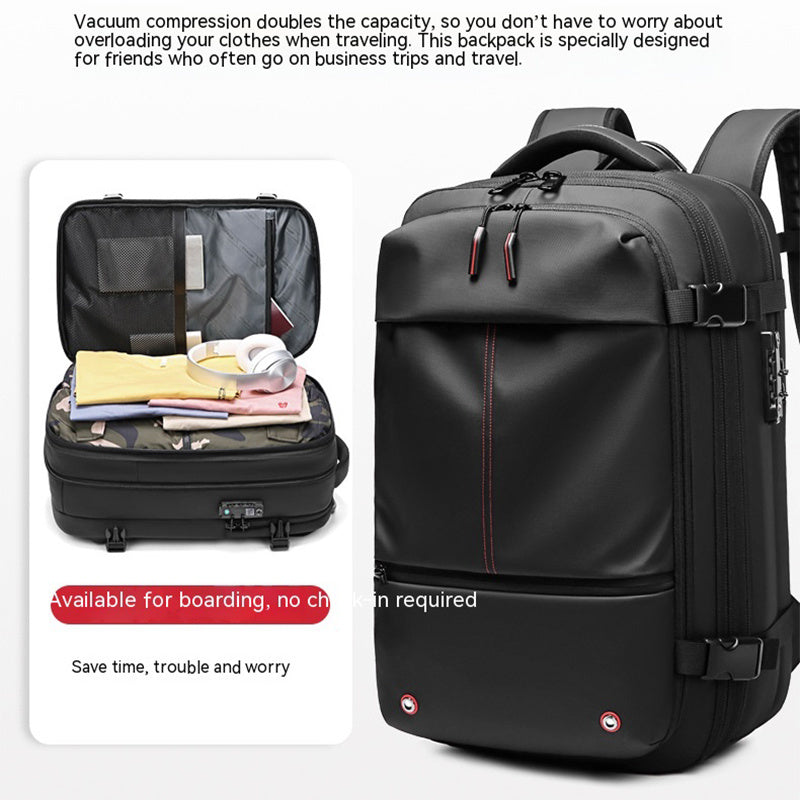 Zaino da viaggio per uomo, multifunzione, per computer, con compressione sottovuoto, di grande capacità