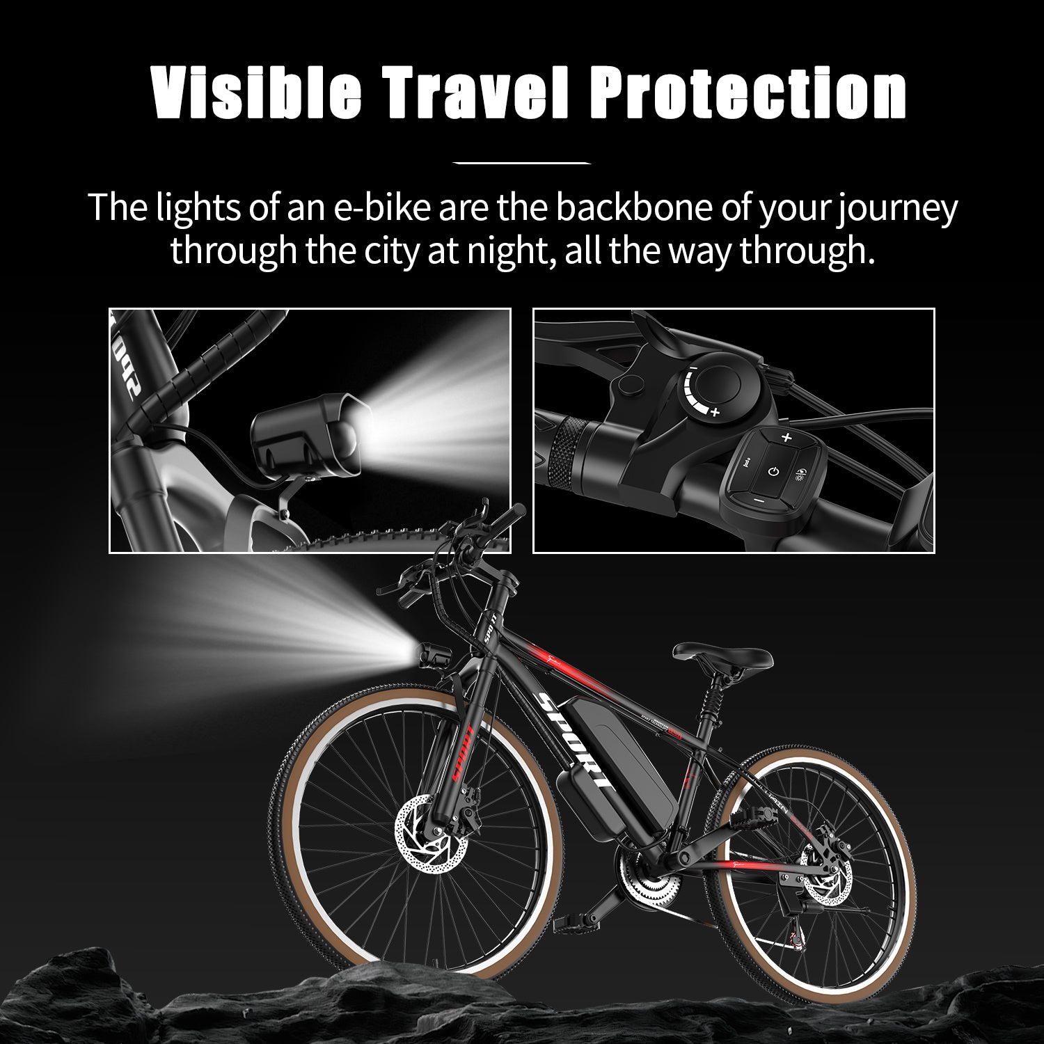 Bici elettrica per adulti, motore da 500 W, mountain bike elettrica con autonomia di 22 mph e 45 miglia, batteria rimovibile da 360 Wh, pneumatici da 26 pollici, bici elettriche per adulti per spostamenti all'aperto, cambio professionale a 7 velocità.