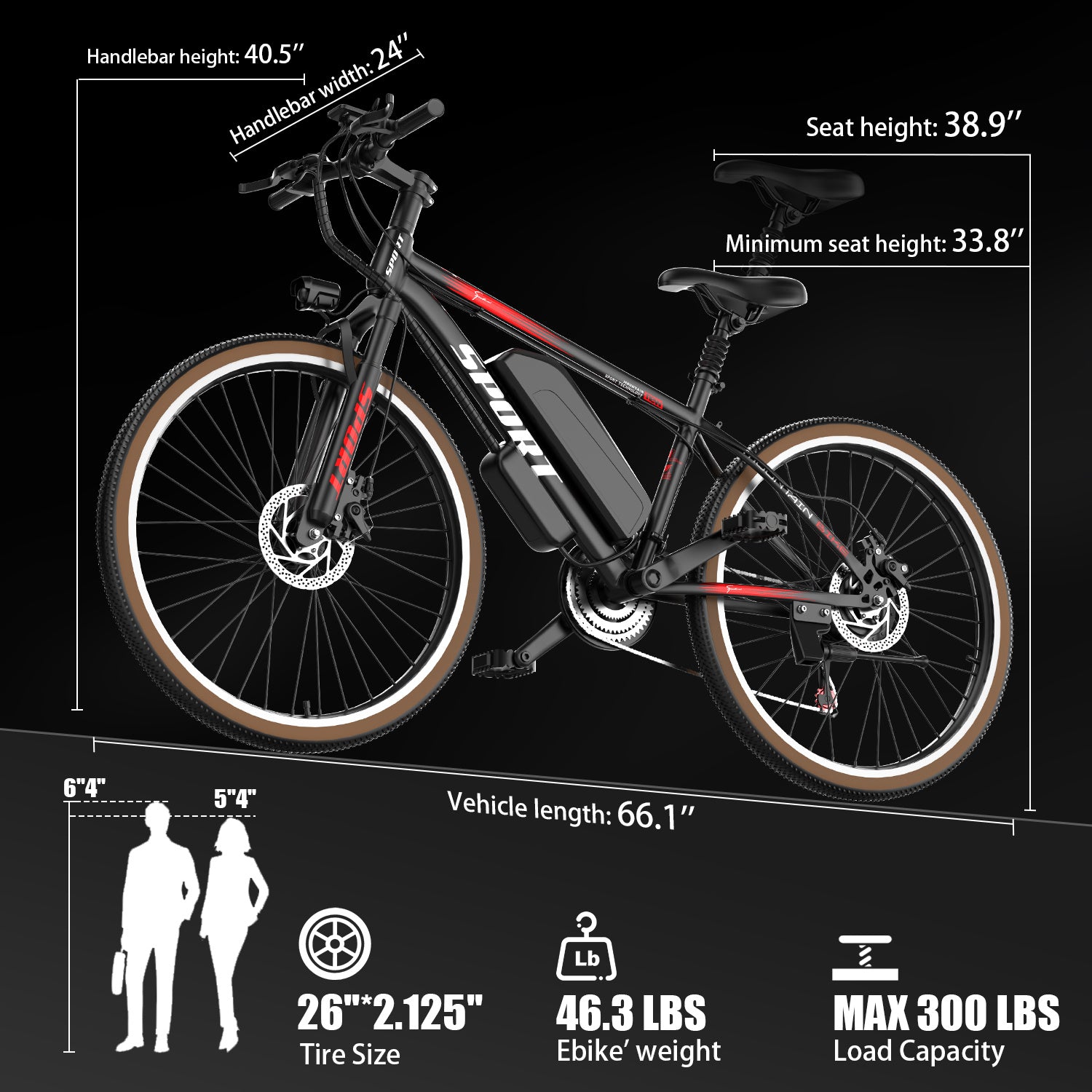 Bici elettrica per adulti, motore da 500 W, mountain bike elettrica con autonomia di 22 mph e 45 miglia, batteria rimovibile da 360 Wh, pneumatici da 26 pollici, bici elettriche per adulti per spostamenti all'aperto, cambio professionale a 7 velocità.
