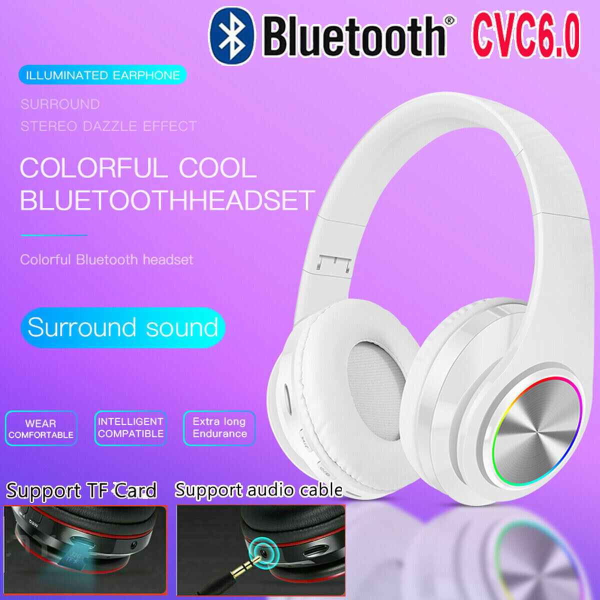 Cuffie Bluetooth wireless over-ear con cancellazione del rumore per tutti i dispositivi