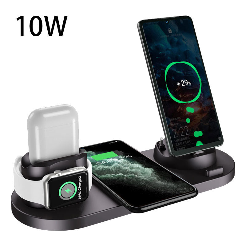 Caricabatterie wireless per iPhone, caricabatterie rapido per telefono, base di ricarica rapida per telefono e orologio, stazione di ricarica 6 in 1