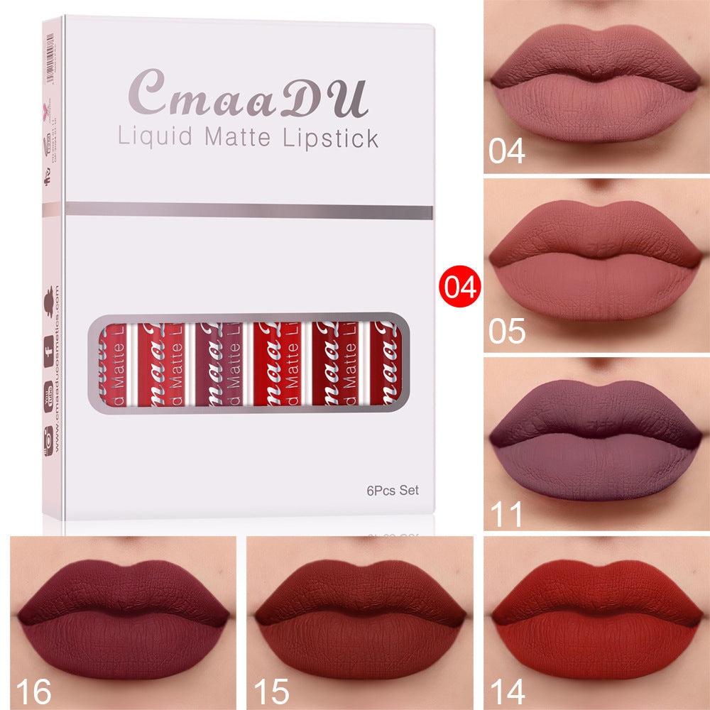 6 confezioni di rossetto opaco antiaderente impermeabile e lucidalabbra a lunga durata