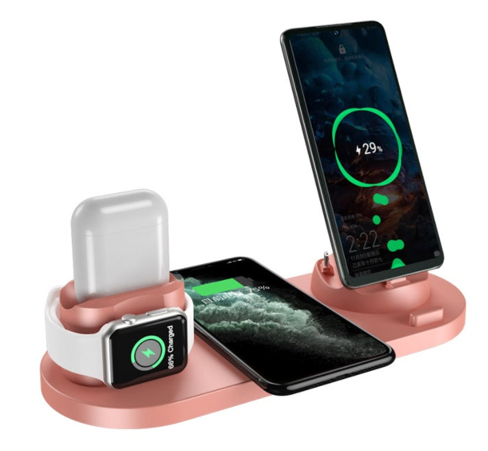 Caricabatterie wireless per iPhone, caricabatterie rapido per telefono, base di ricarica rapida per telefono e orologio, stazione di ricarica 6 in 1