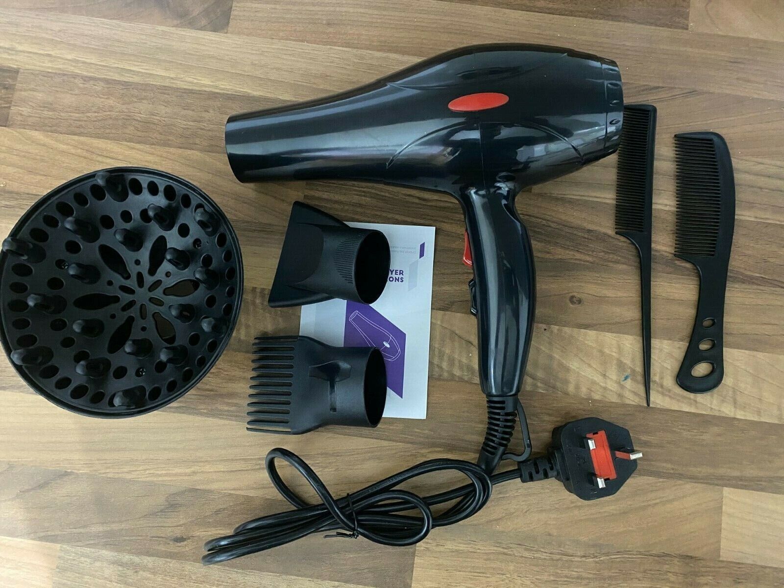 Asciugacapelli professionale da 2200 W con ugello concentratore e soffiatore Pro Salon Heat UK 
