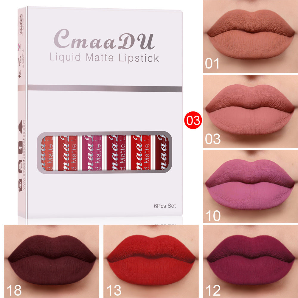 6 confezioni di rossetto opaco antiaderente impermeabile e lucidalabbra a lunga durata