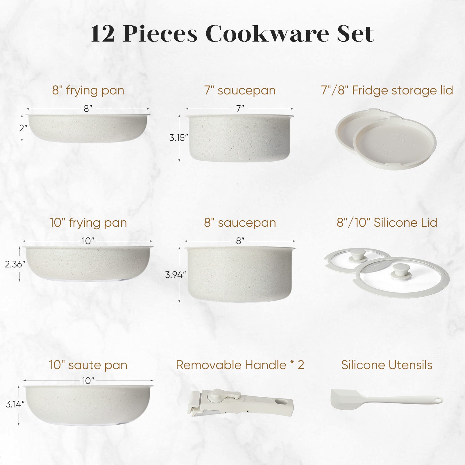 Set di 12 pentole e padelle, set di pentole da cucina antiaderenti