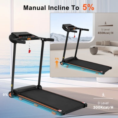 NUOVI tapis roulant per la casa, tapis roulant pieghevole silenzioso da 2,5 CV con sensore di frequenza cardiaca, capacità di carico di 300 libbre, 7,5 MPH, tapis roulant inclinato con stazione di ricarica USB, altoparlante Bluetooth, 6 ammortizzatori