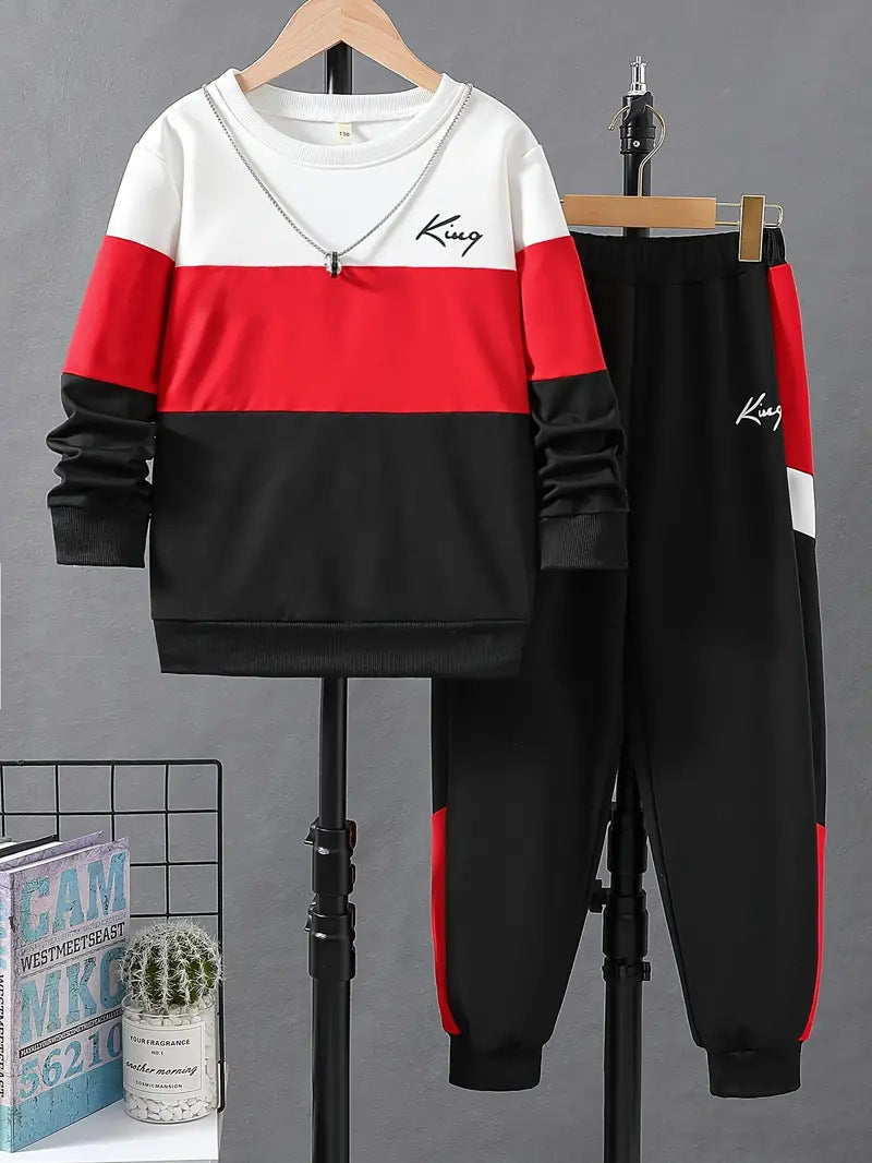 Design Sense Set due pezzi con pantaloni e felpa multicolor