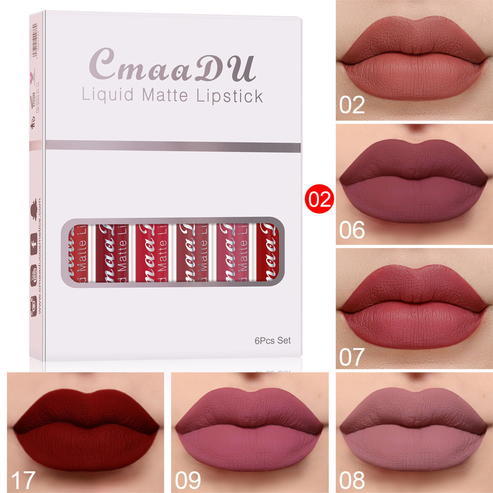 6 confezioni di rossetto opaco antiaderente impermeabile e lucidalabbra a lunga durata