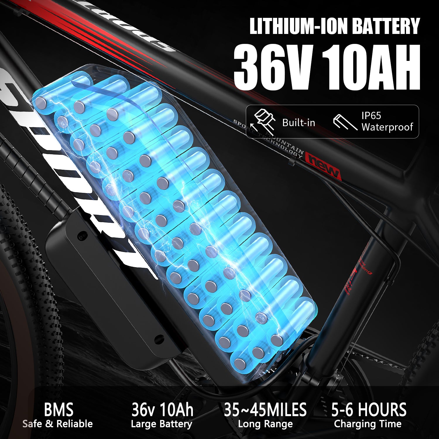 Bici elettrica per adulti, motore da 500 W, mountain bike elettrica con autonomia di 22 mph e 45 miglia, batteria rimovibile da 360 Wh, pneumatici da 26 pollici, bici elettriche per adulti per spostamenti all'aperto, cambio professionale a 7 velocità.