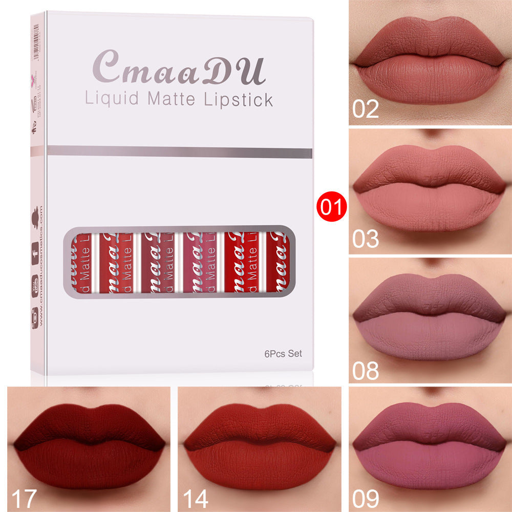 6 confezioni di rossetto opaco antiaderente impermeabile e lucidalabbra a lunga durata