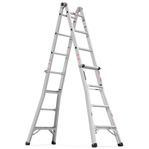 Scala pieghevole in alluminio multiposizione da 17 piedi, con struttura a A e scala dritta, ANSI 250 libbre